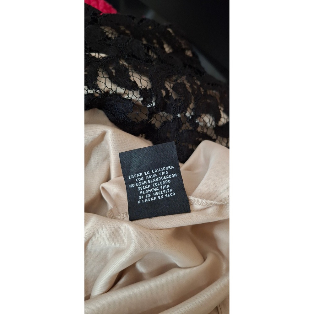 K Studio Collection Black Lace Surplice V-Neck Midi Dress Nude Lining Size 12 - Picture 16 of 16